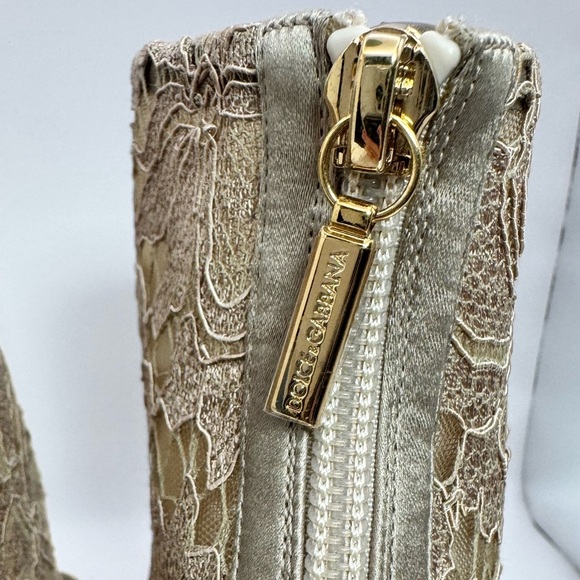 New Dolce & Gabbana "Taomina" Champagne Corded Lace Ankle Boots Size 36 - Picture 13 of 13